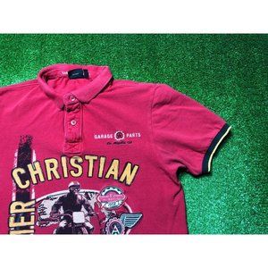 Christian Audiger Dirt Bike Racing Mend Red Embroidered Polo Shirt Size 2XL